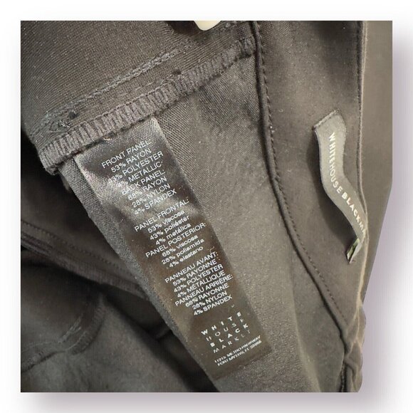 White House Black Market Women SZ 4 The Skinny Black Gold Metallic Ponte Pants - Picture 3 of 12